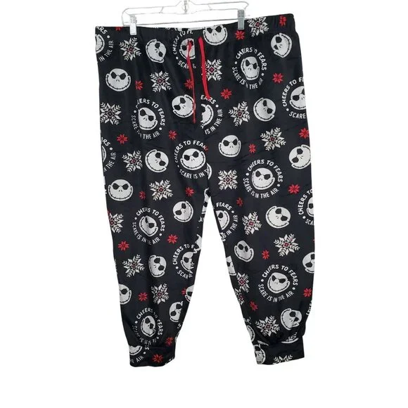 Disney Nightmare Before Christmas 3X Pants Velvety Fleece Jack Skellington Snow - Picture 1 of 9